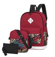 3pcs/set Backpack Shoulder Bag School Bag - A